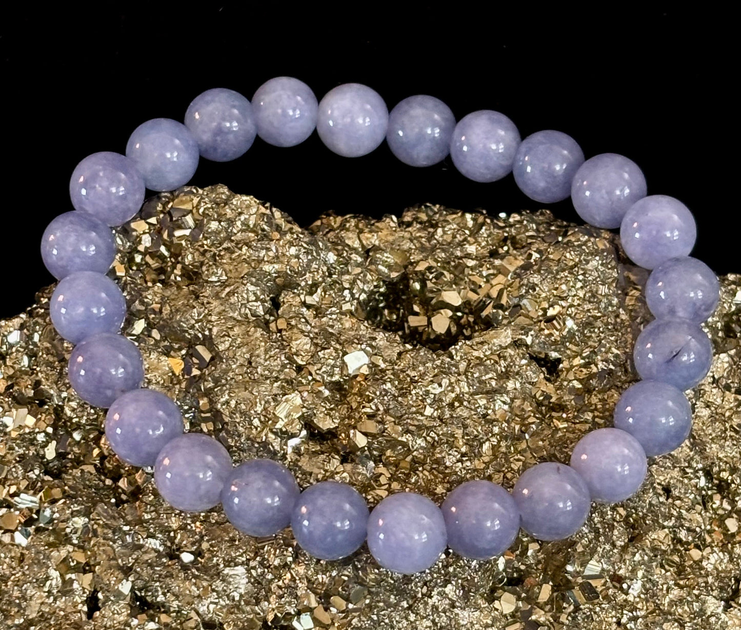 Blue Lace Agate Bracelet – Natural Stone Elastic Bracelet for Anxiety Relief & Calm