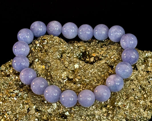Blue Lace Agate Bracelet – Natural Stone Elastic Bracelet for Anxiety Relief & Calm