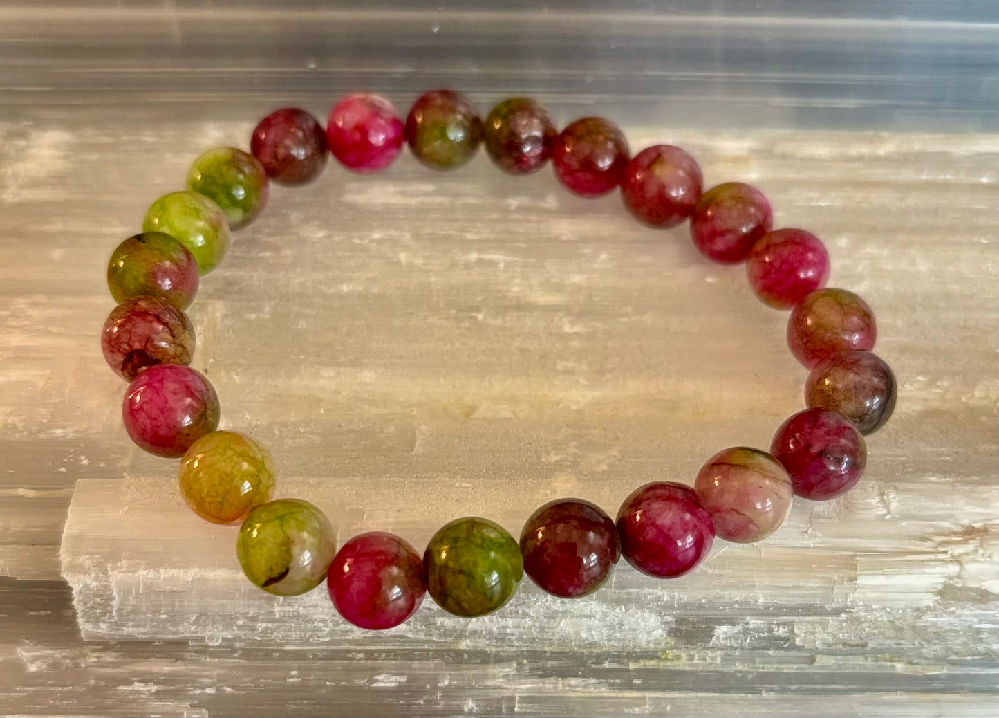 Watermelon Tourmaline Love & Healing Bracelet – 8mm Natural Gemstone Beads (Small to Medium Wrists)