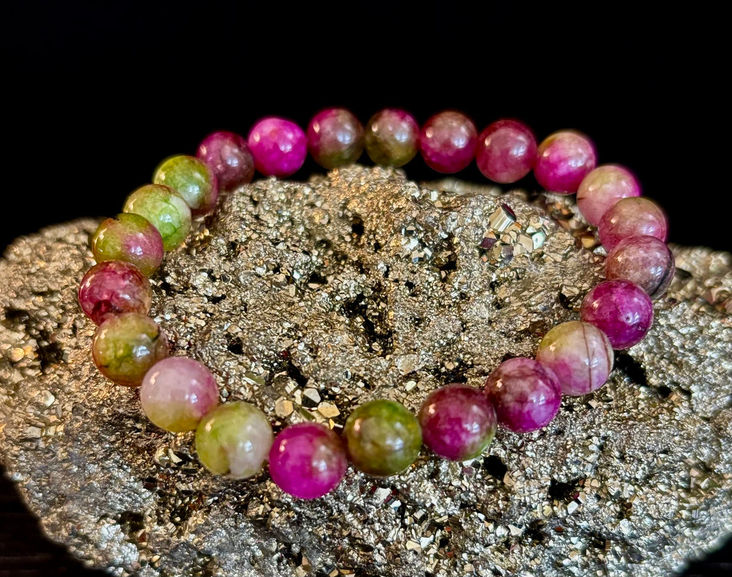 Watermelon Tourmaline Love & Healing Bracelet – 8mm Natural Gemstone Beads (Small to Medium Wrists)