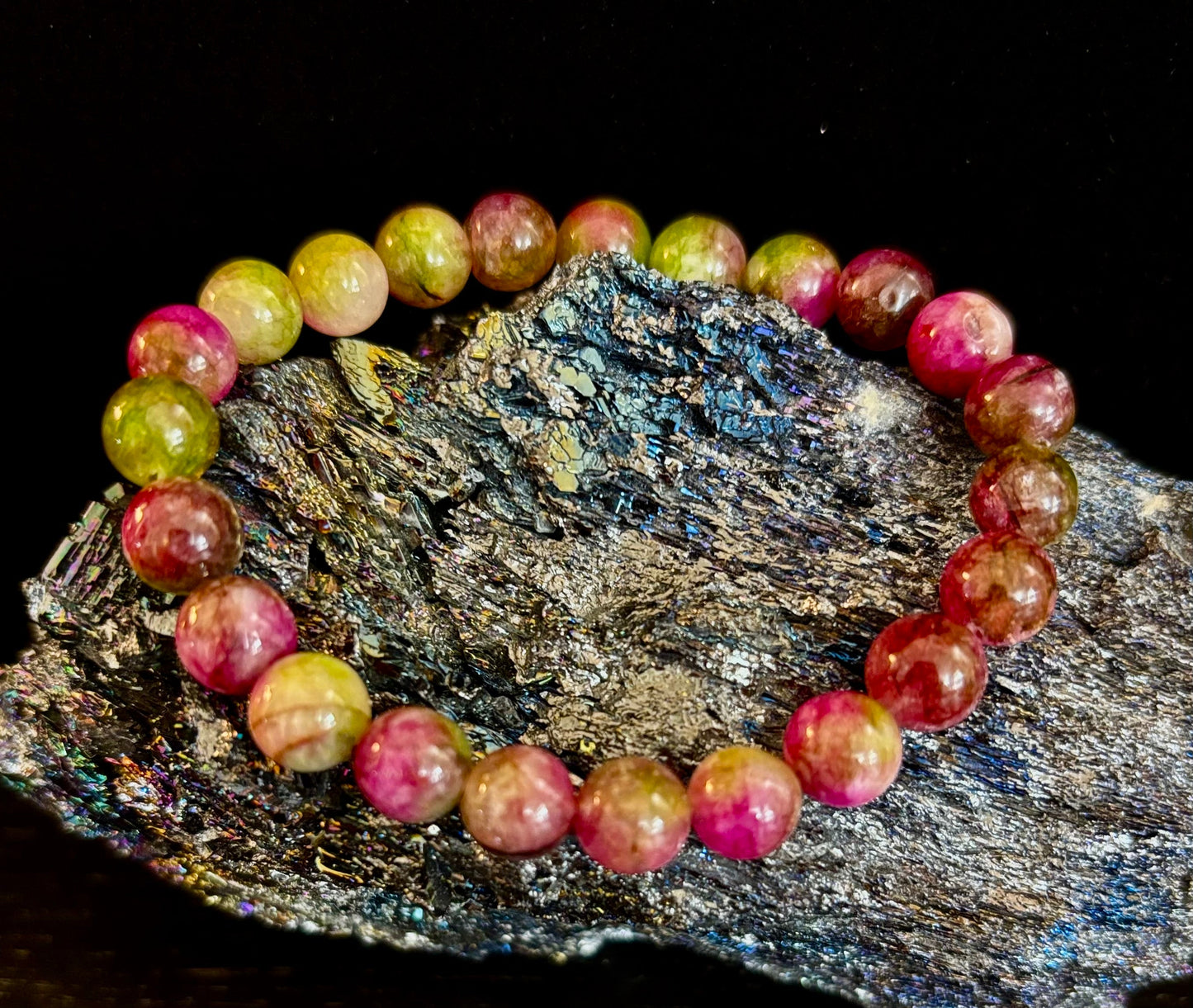 Watermelon Tourmaline Love & Healing Bracelet – 8mm Natural Gemstone Beads (Small to Medium Wrists)