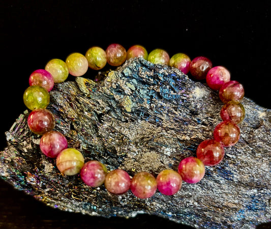 Watermelon Tourmaline Love & Healing Bracelet – 8mm Natural Gemstone Beads (Small to Medium Wrists)