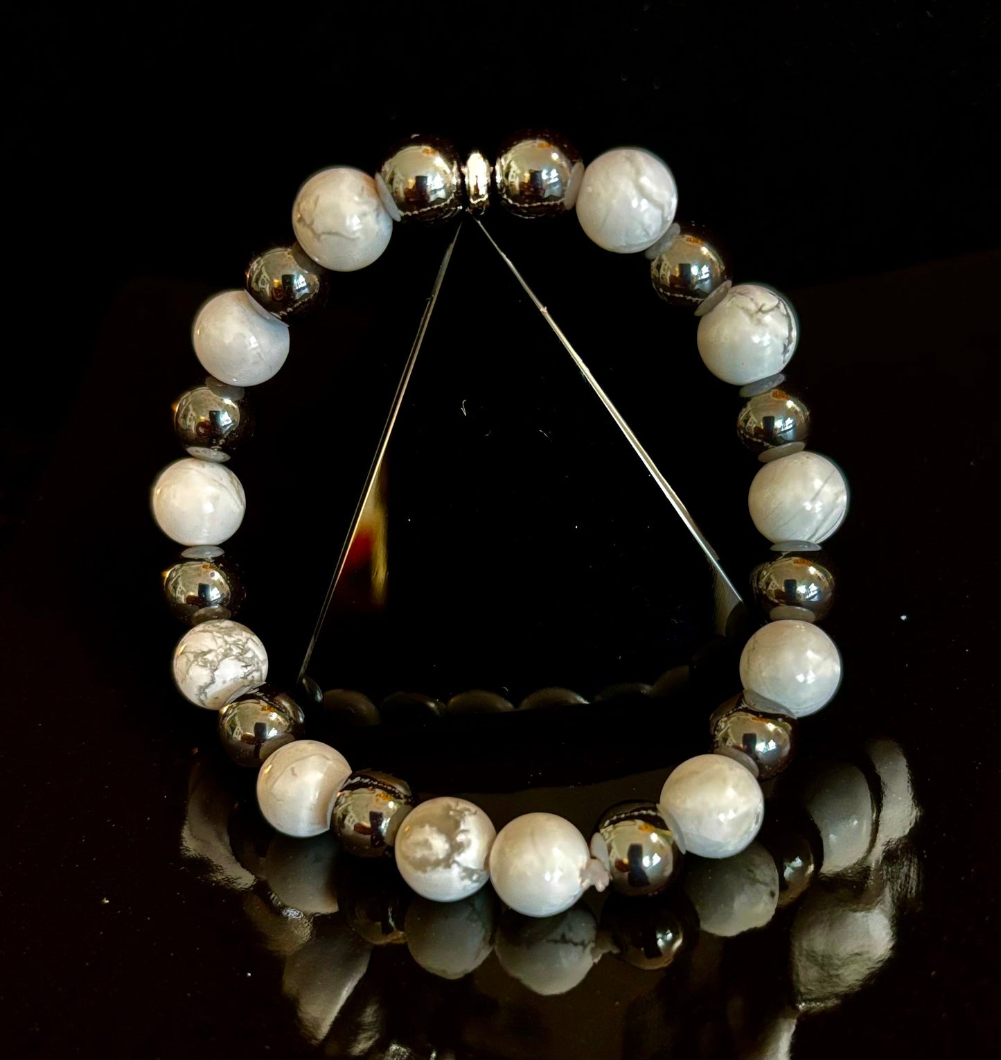 White Howlite & Hematite Energy Protection Bracelet