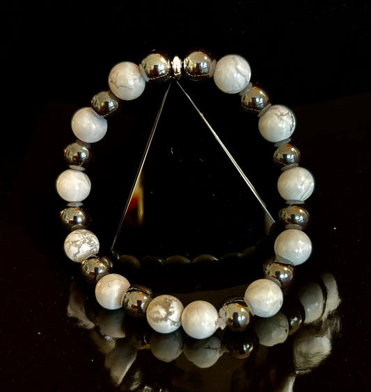White Howlite & Hematite Energy Protection Bracelet