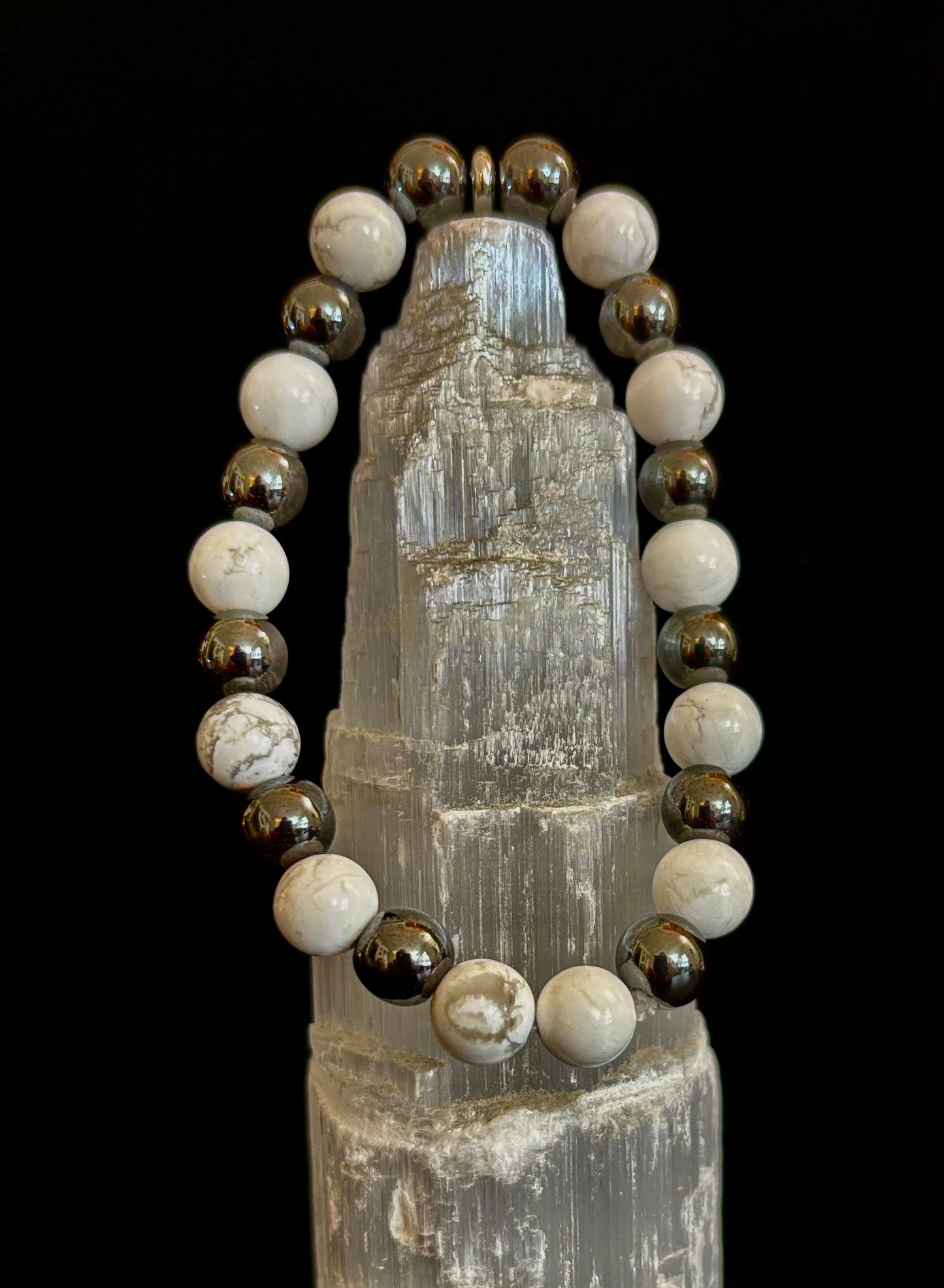 White Howlite & Hematite Energy Protection Bracelet