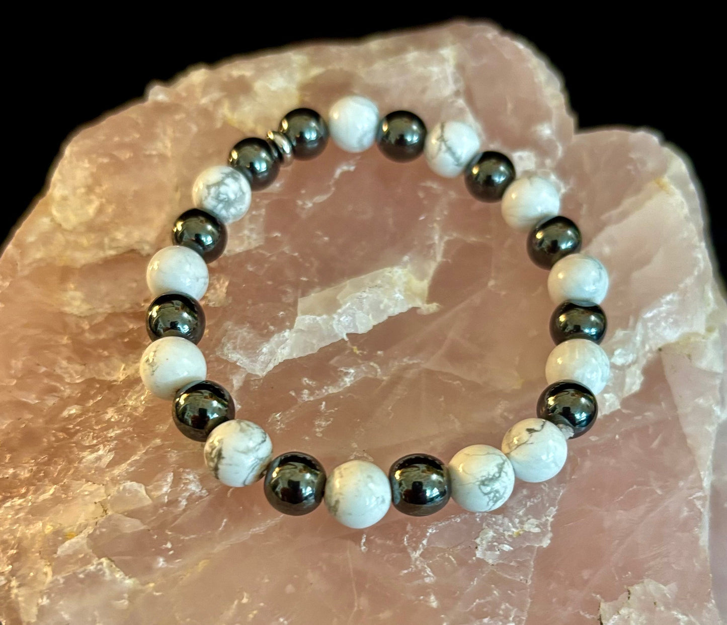 White Howlite & Hematite Energy Protection Bracelet