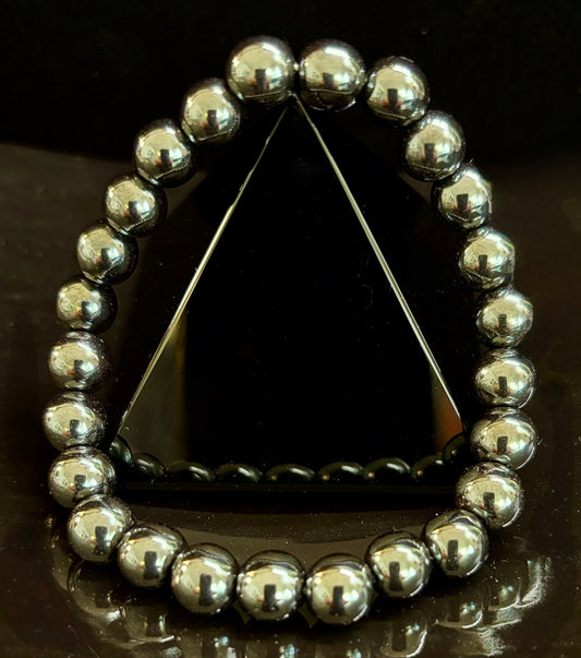 Hematite Grounding & Protection Bracelet – Root Chakra Healing Stone for Confidence, Clarity & Stability (6mm, 8mm, 10mm Options)