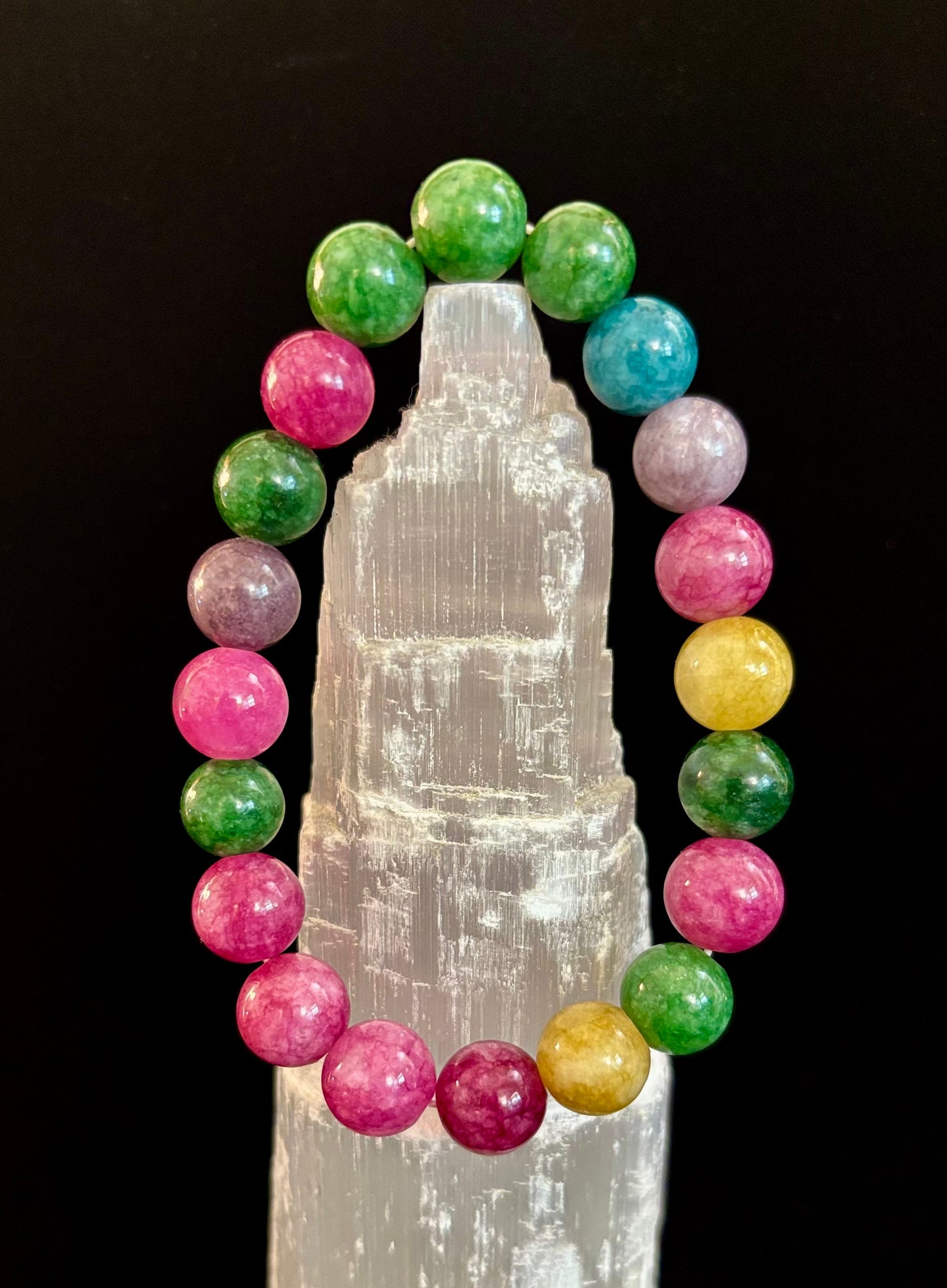 Natural Multicolor Tourmaline Bracelet – 10mm Beads for Energy, Protection, and Joy