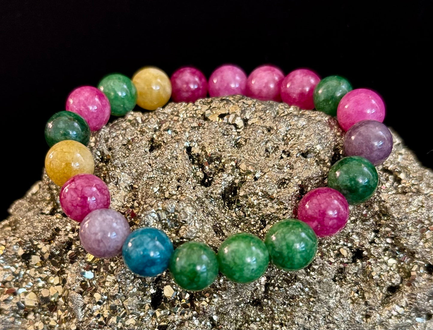 Natural Multicolor Tourmaline Bracelet – 10mm Beads for Energy, Protection, and Joy