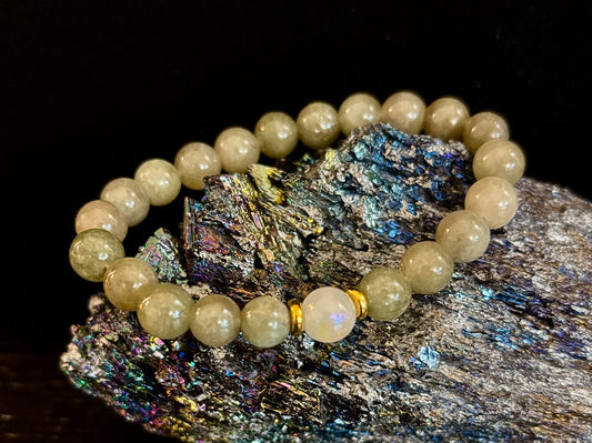 Green Aventurine and White Jade Bracelet – 8mm Natural Stone Beads