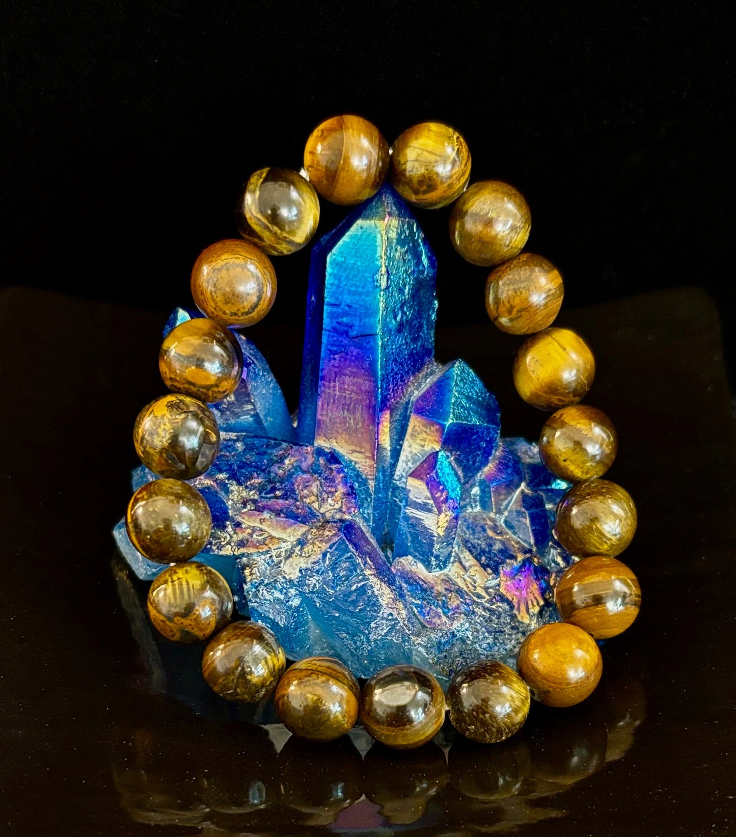 Natural Tiger Eye Beaded Bracelet – Stone of Prosperity, Courage, and Protection