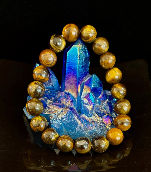 Natural Tiger Eye Beaded Bracelet – Stone of Prosperity, Courage, and Protection