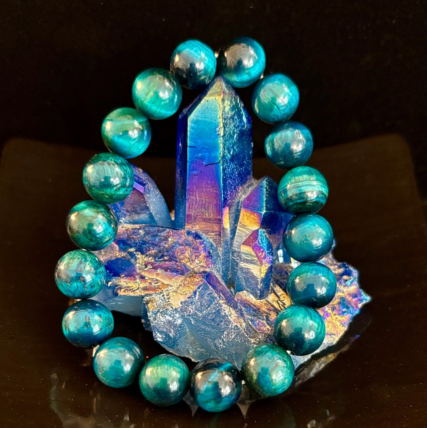 Blue Tiger Eye Protection Bracelet – Natural Stone Energy Jewelry for Power, Balance & Protection