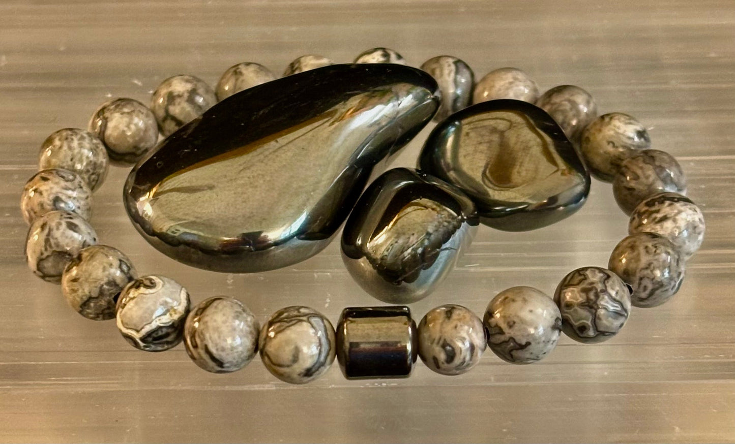 Men's Earth Energy Collection – 6 Choices - Natural Stone & Magnetic Bead Bracelets for Large Wrists