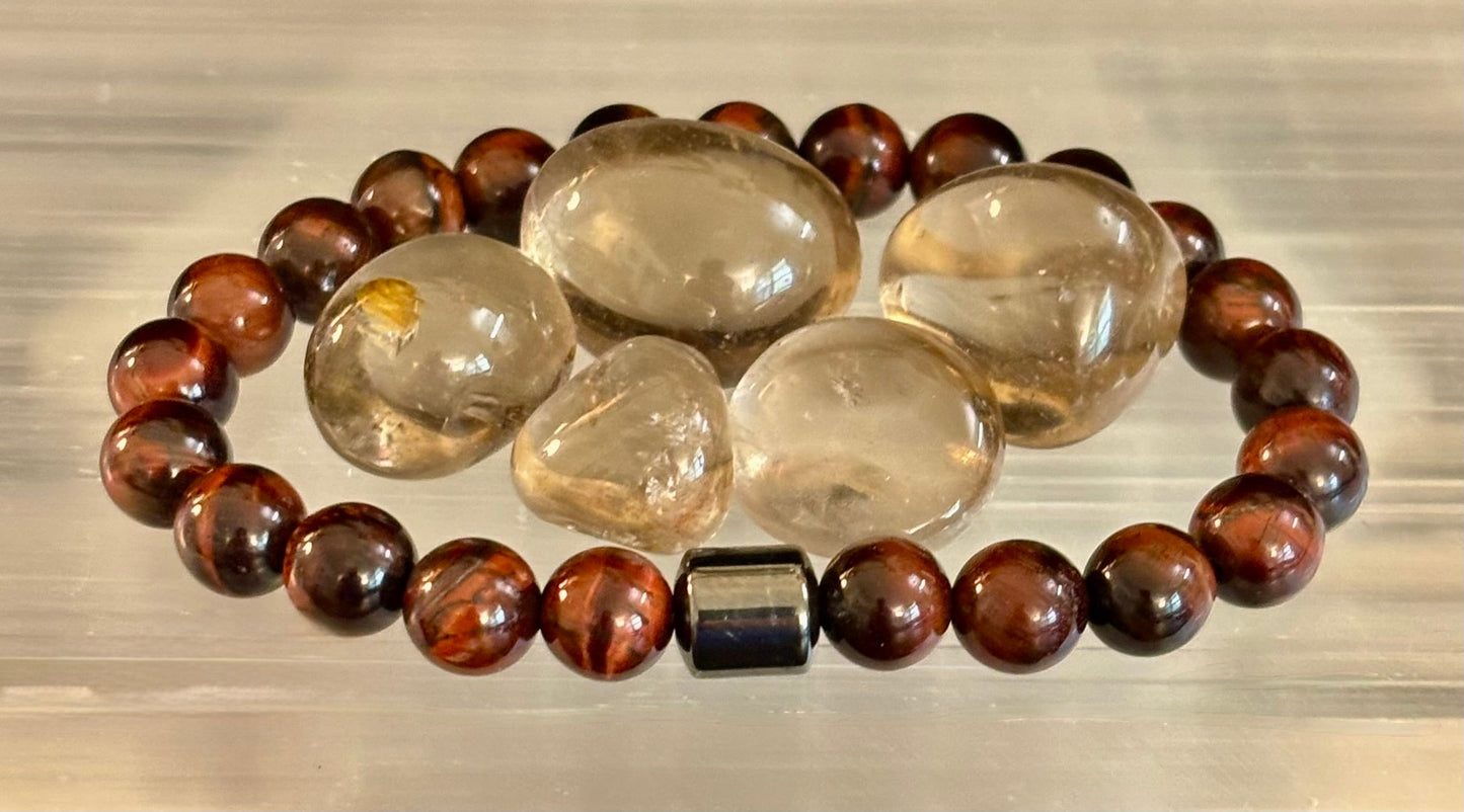 Men's Earth Energy Collection – 6 Choices - Natural Stone & Magnetic Bead Bracelets for Large Wrists