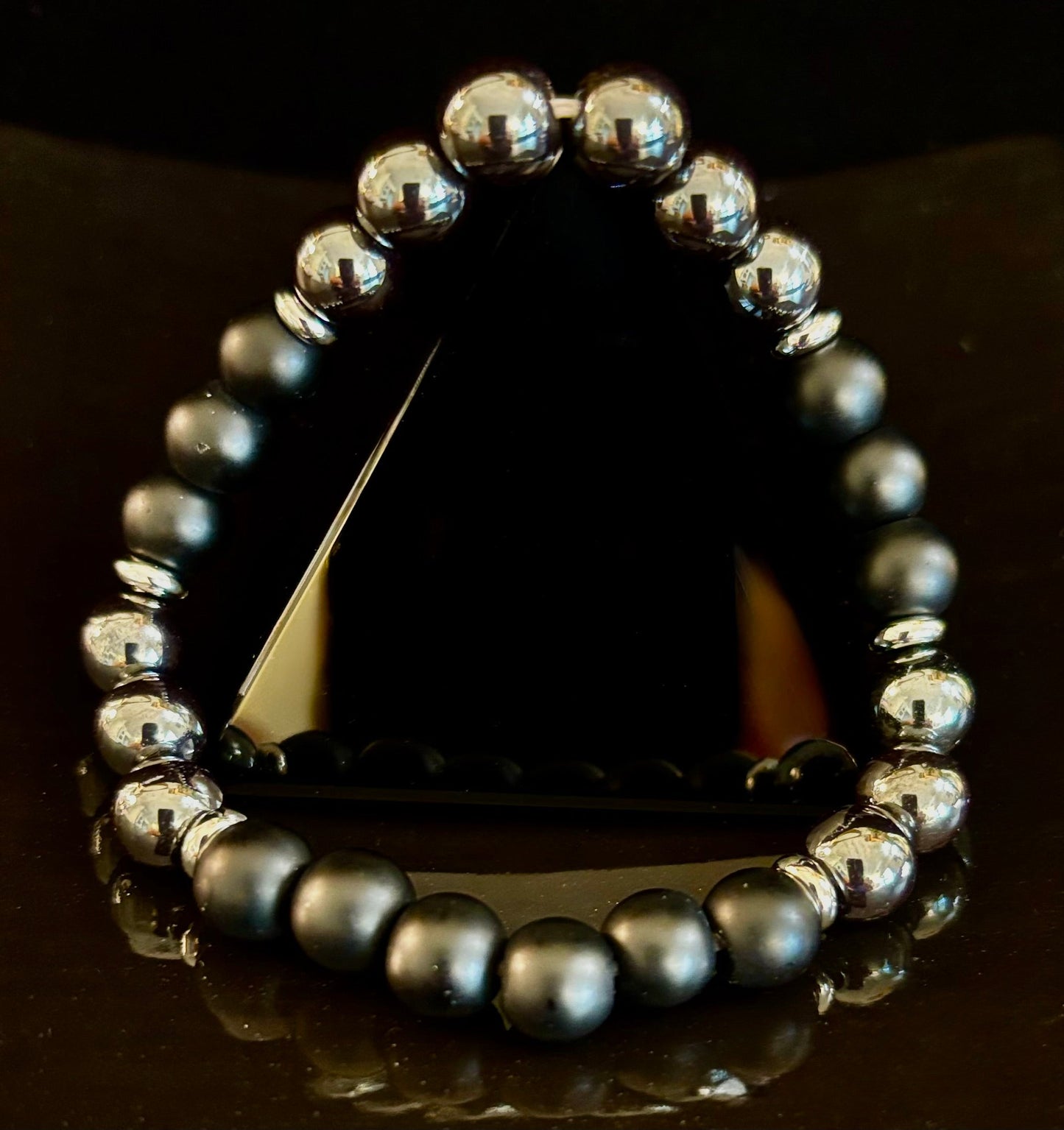 Powerful Protection Bracelet – Black Onyx & Hematite | 8mm Beads | Medium to Large Wrists
