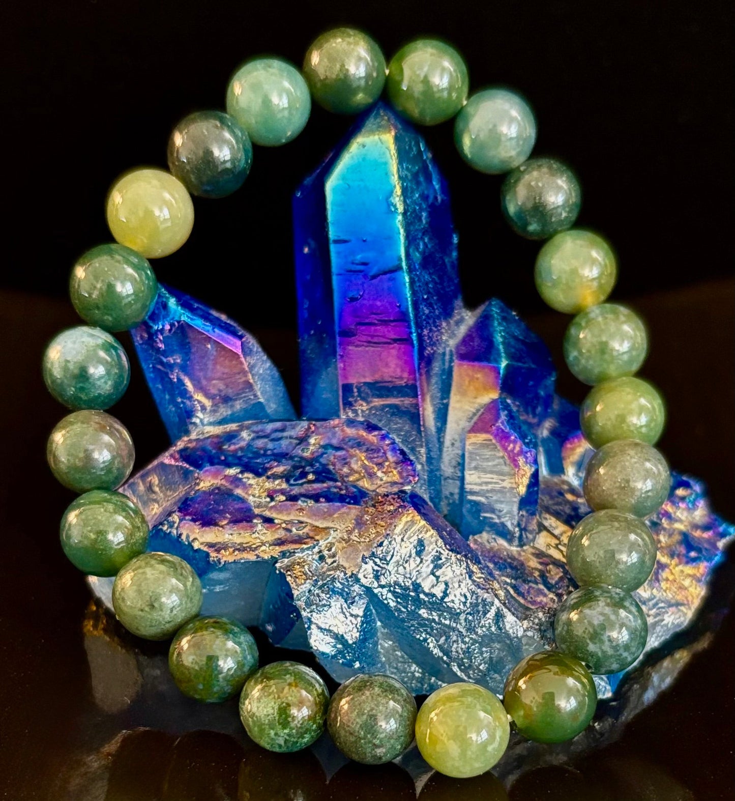 Natural Moss Agate Bracelet – Grounding, Growth & Calm