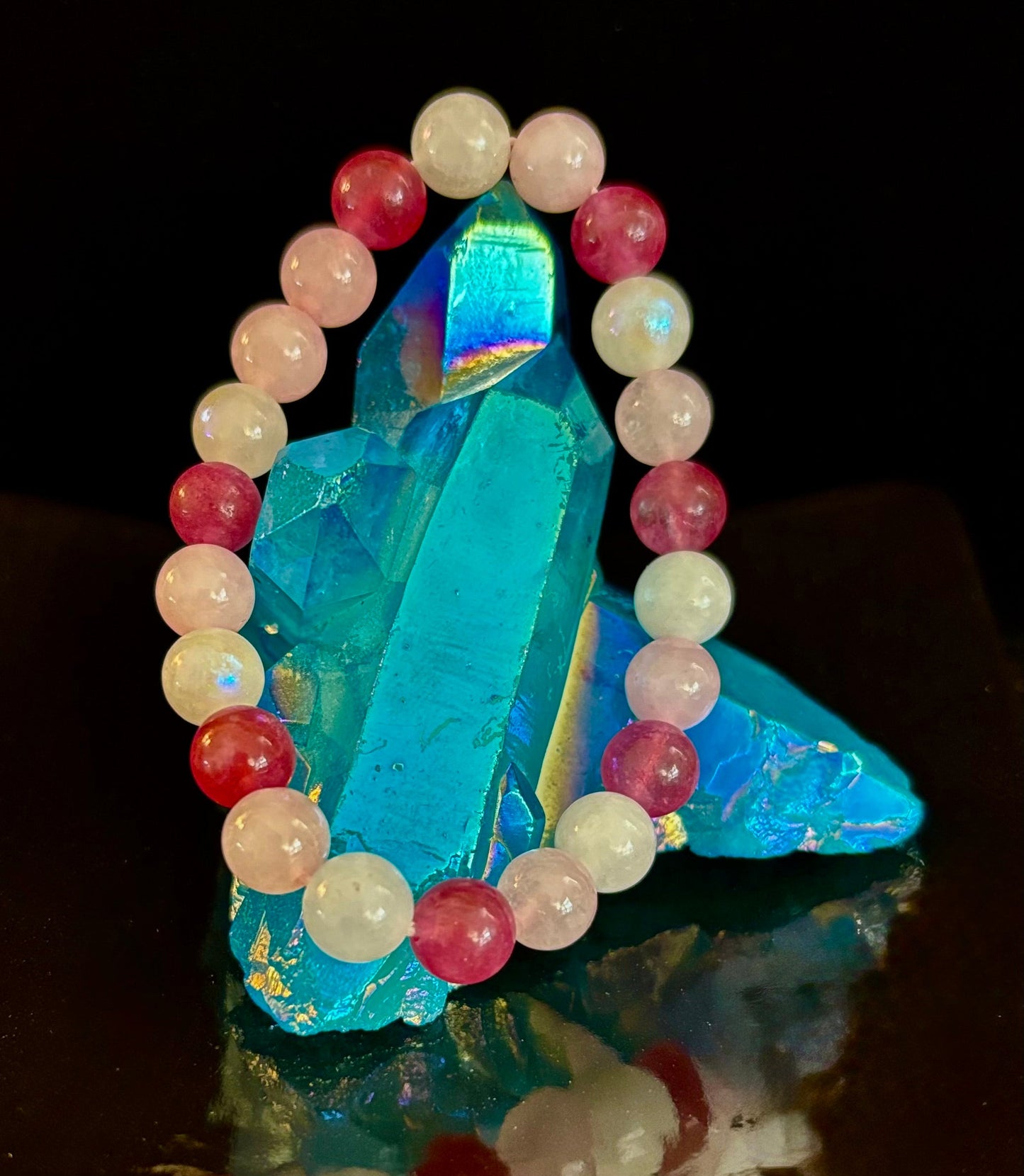 Attracting Love Bracelet – Moonstone, Rose Quartz & Strawberry Quartz