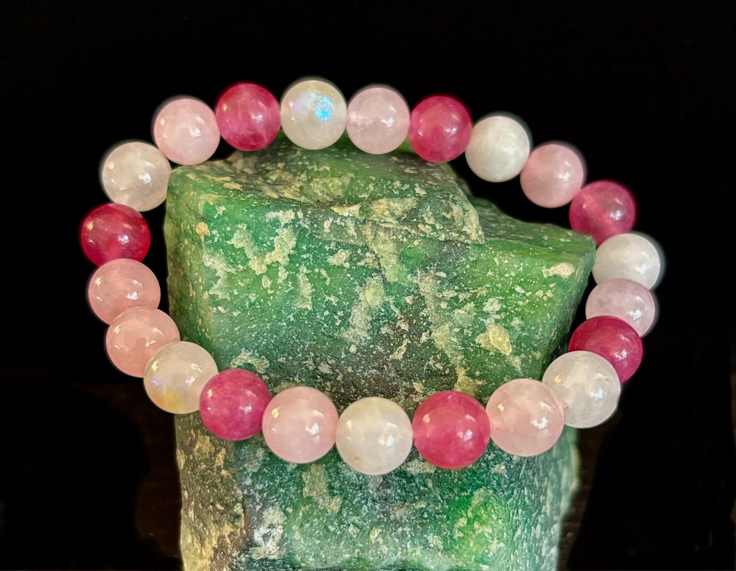 Attracting Love Bracelet – Moonstone, Rose Quartz & Strawberry Quartz