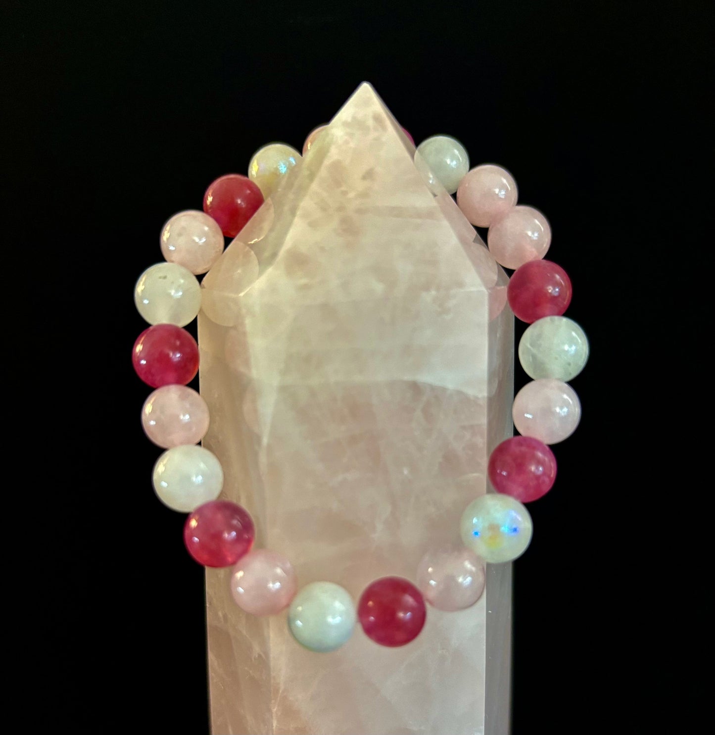 Attracting Love Bracelet – Moonstone, Rose Quartz & Strawberry Quartz
