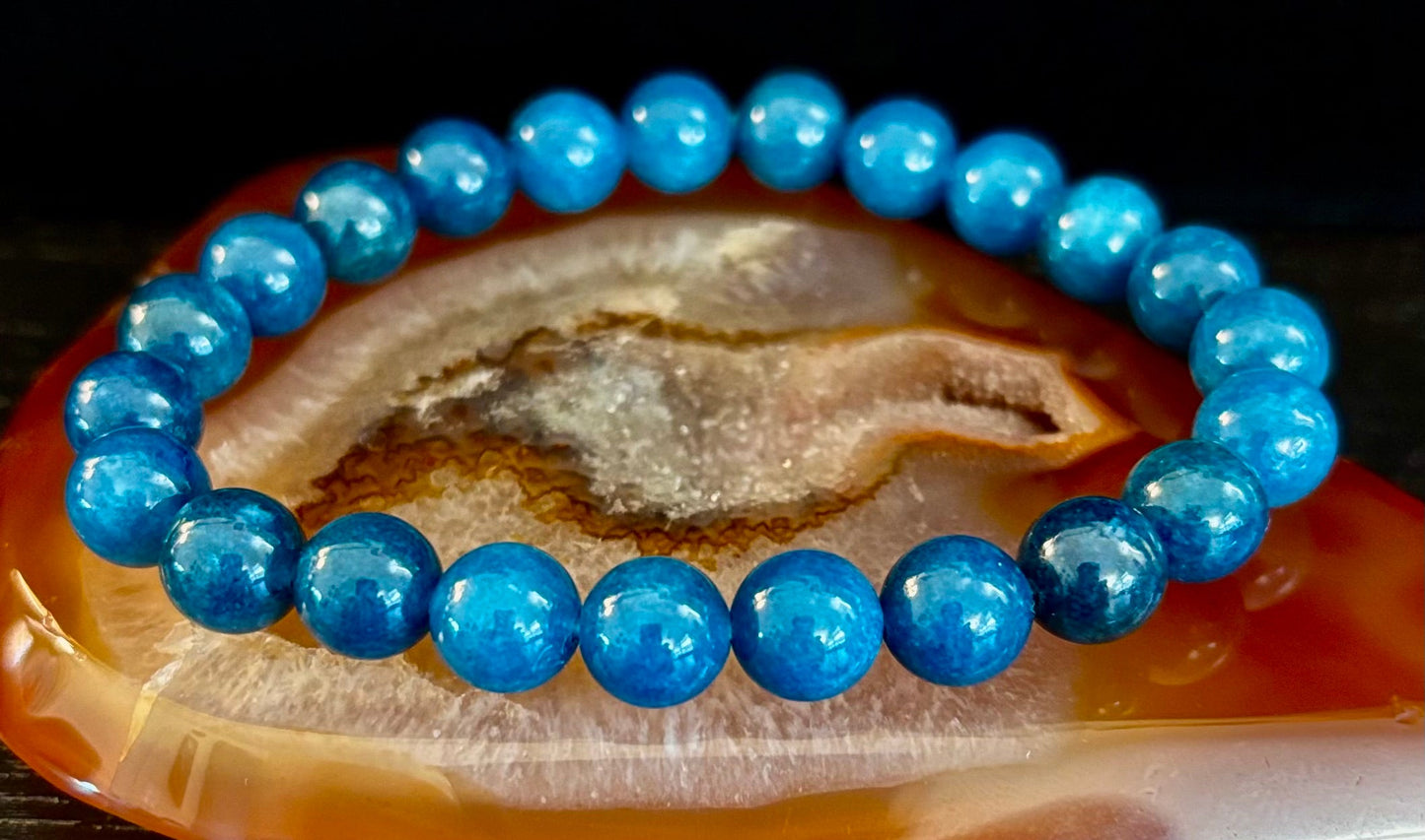 Blue Apatite Beads Bracelet - Enhance Creativity