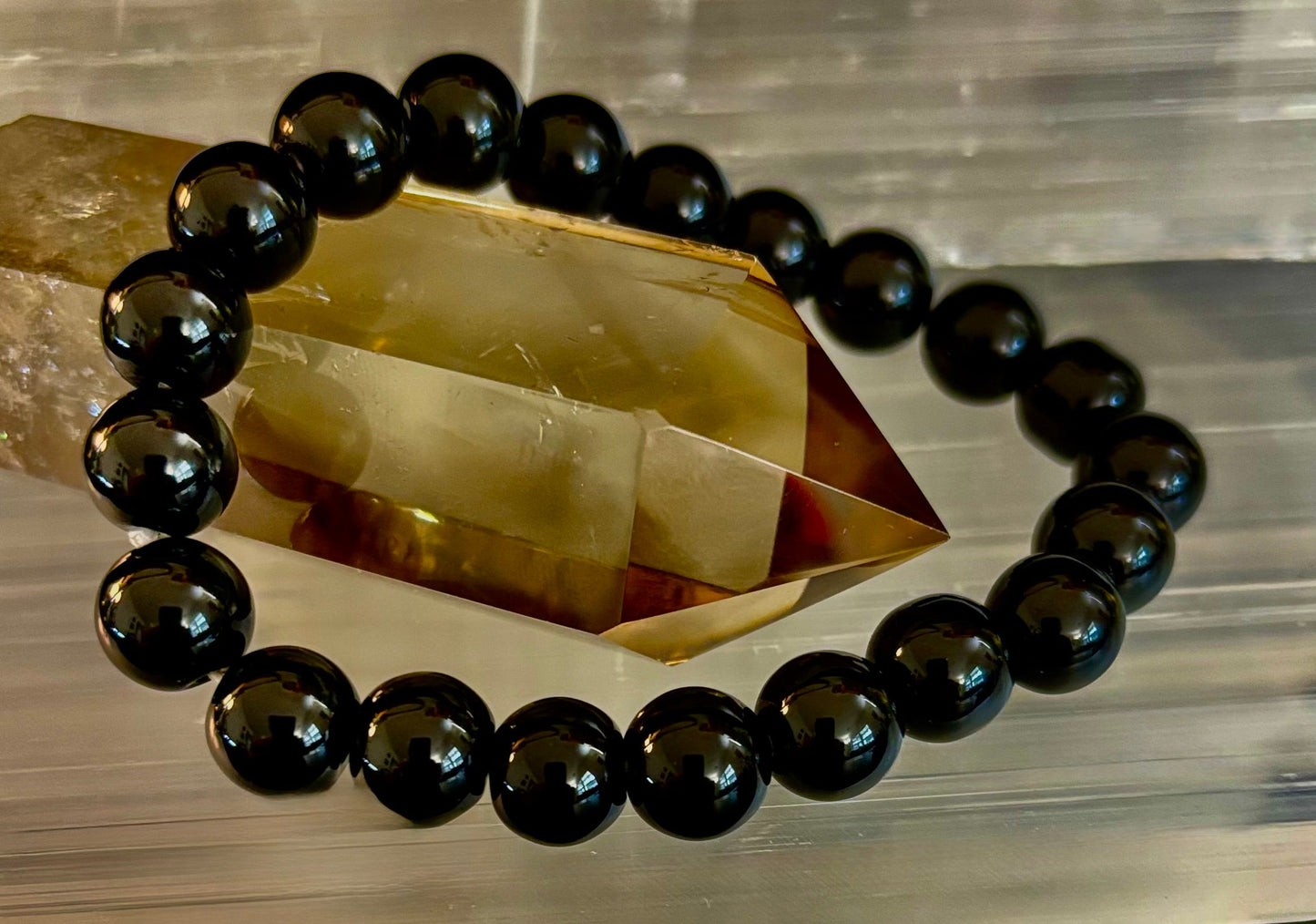 Black Obsidian Beaded Bracelet – Grounding, Protection & Inner Peace