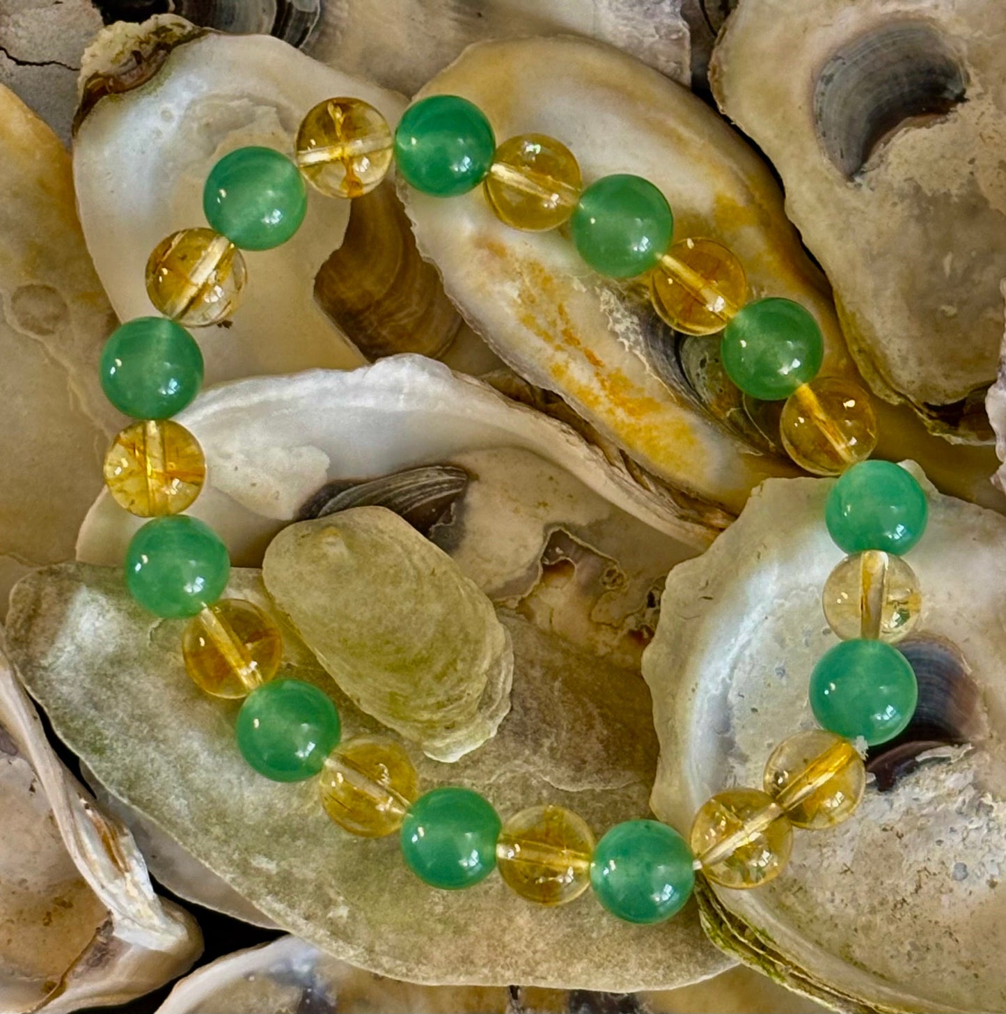 Citrine & Green Aventurine Natural Stone Bracelet