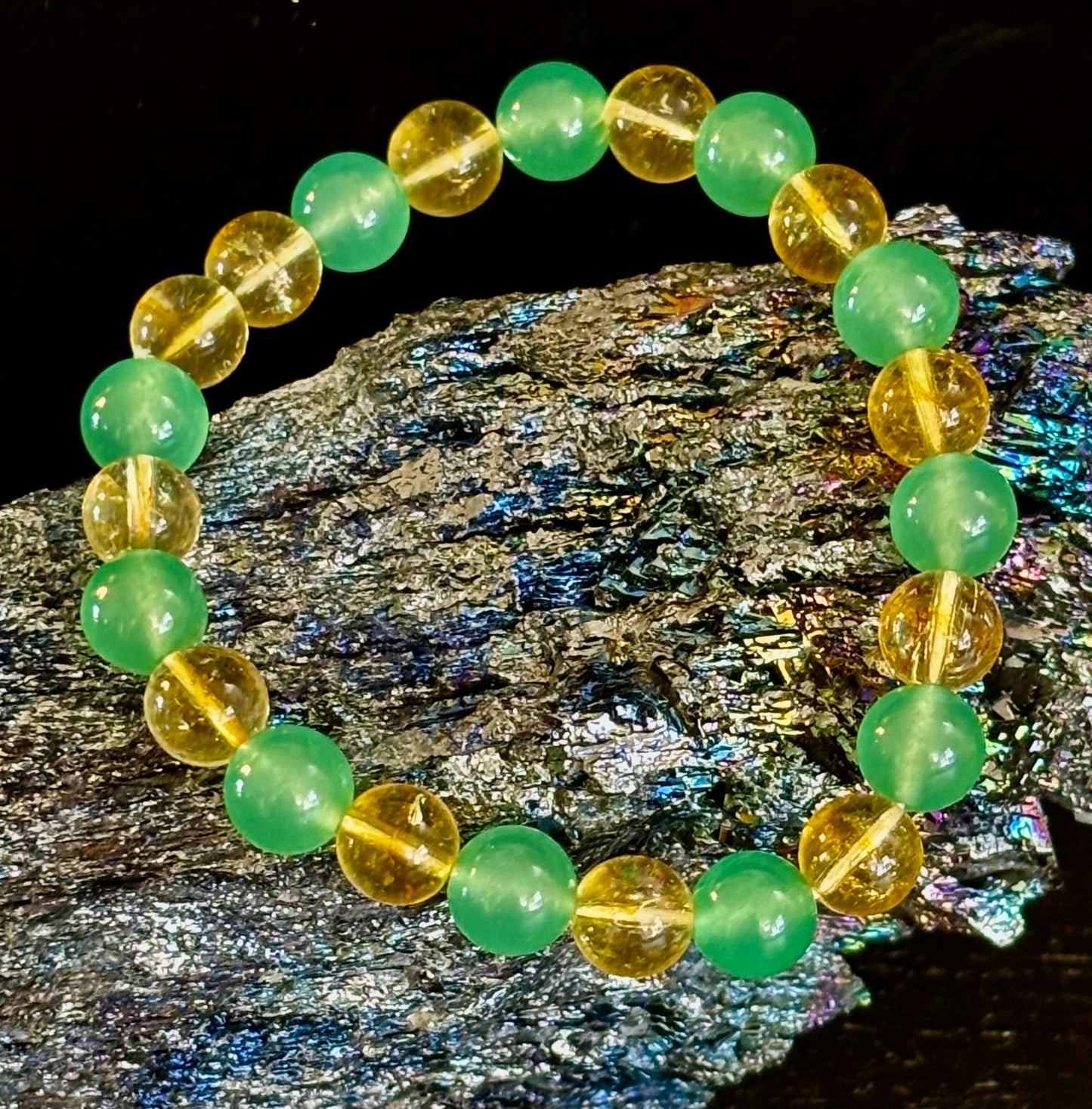 Citrine & Green Aventurine Natural Stone Bracelet