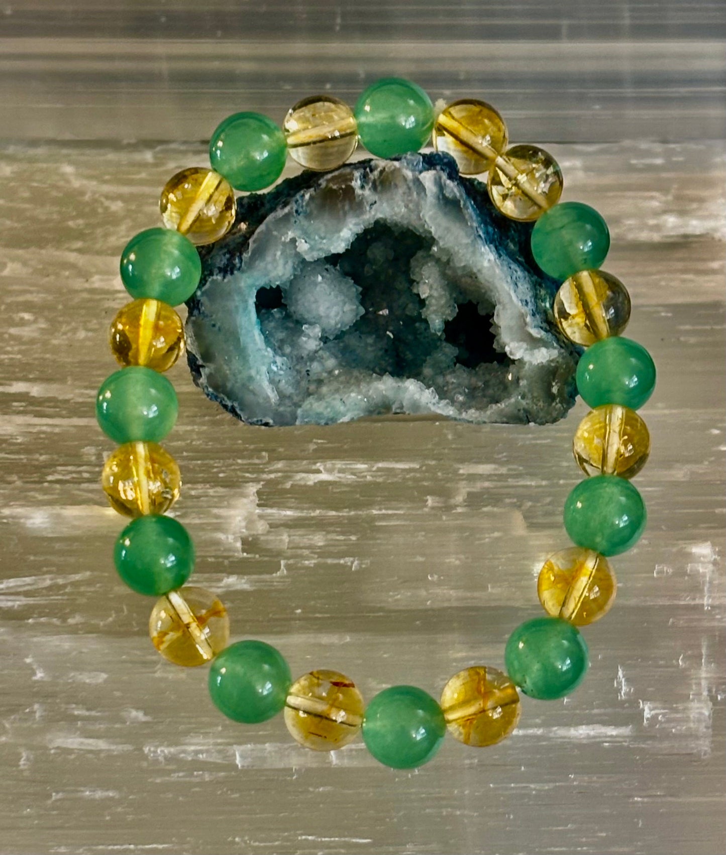 Citrine & Green Aventurine Natural Stone Bracelet