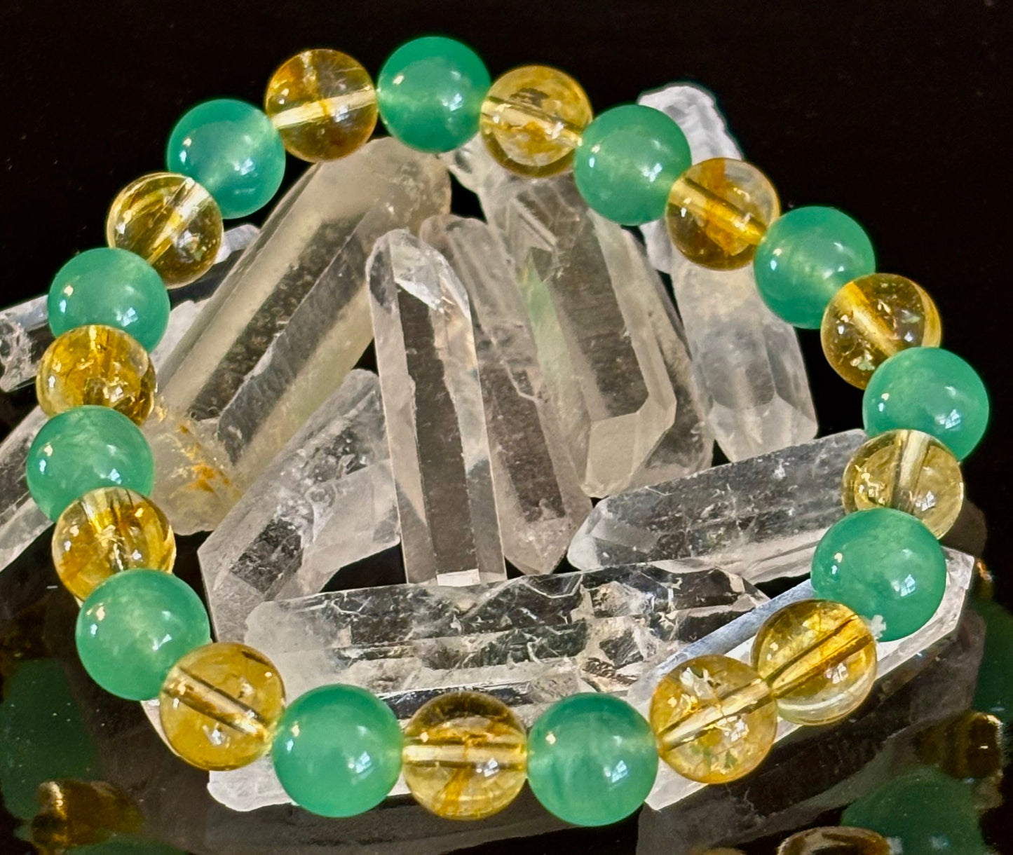 Citrine & Green Aventurine Natural Stone Bracelet