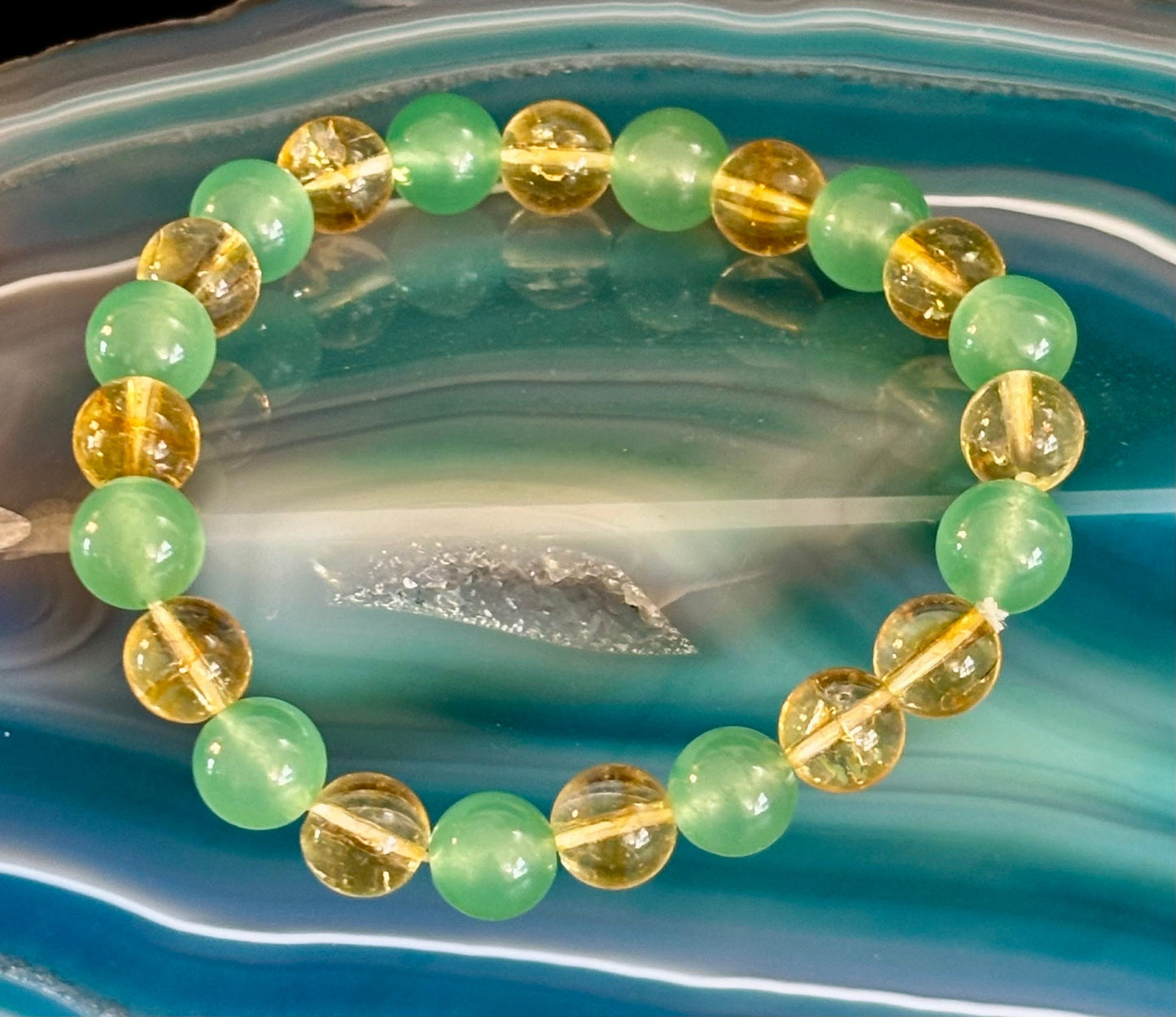 Citrine & Green Aventurine Natural Stone Bracelet