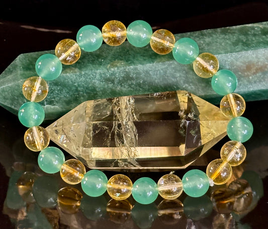 Citrine & Green Aventurine Natural Stone Bracelet