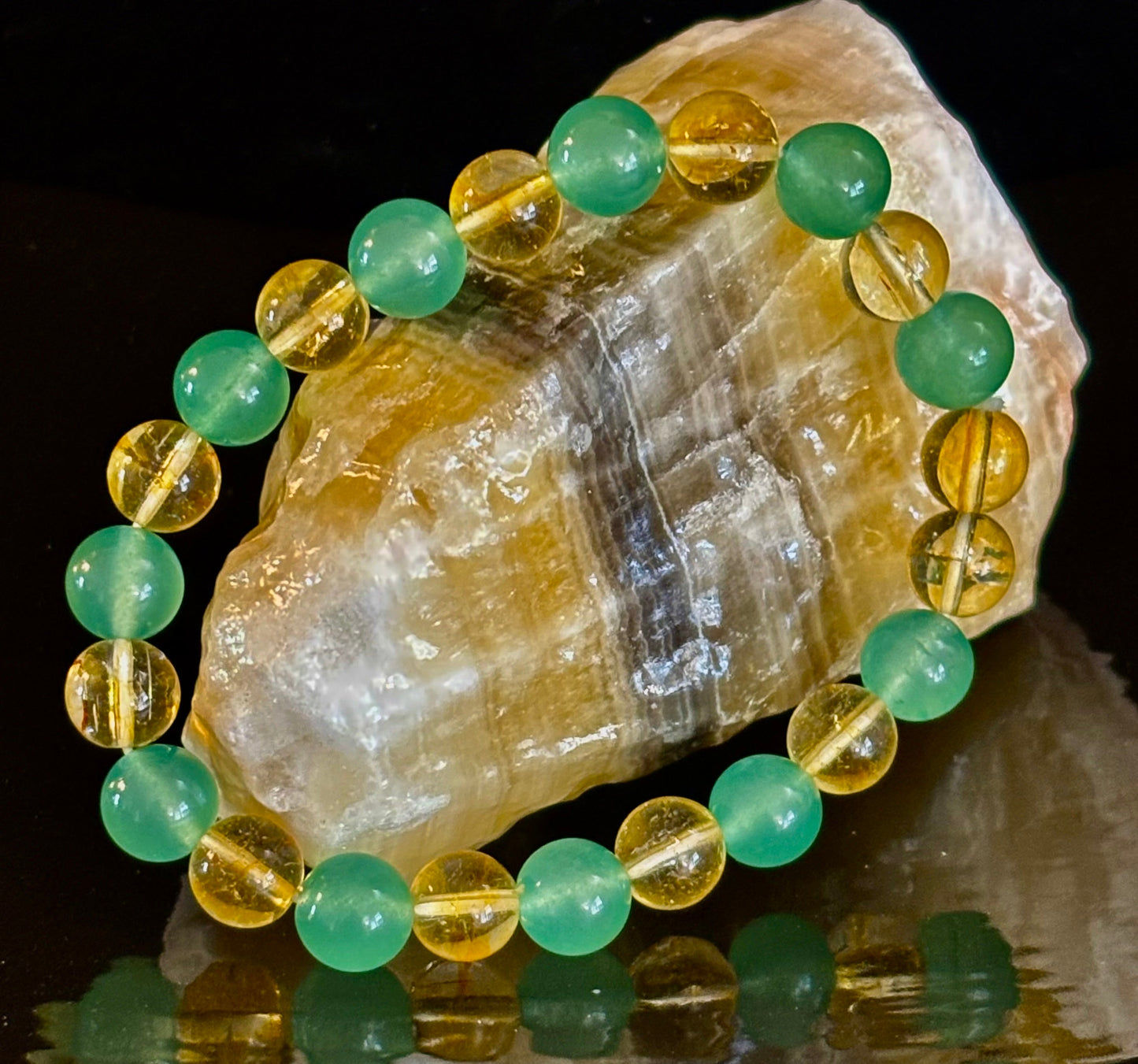 Citrine & Green Aventurine Natural Stone Bracelet