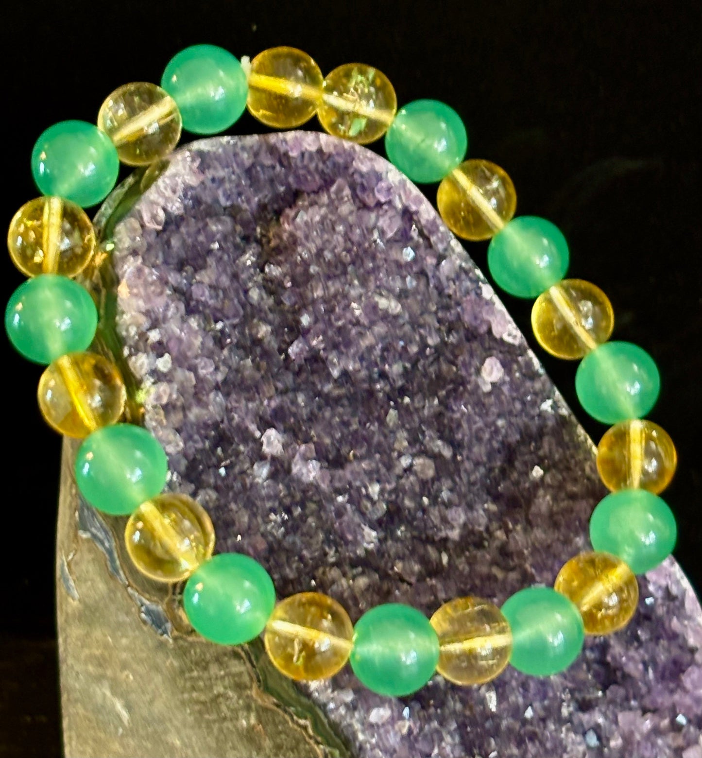 Citrine & Green Aventurine Natural Stone Bracelet
