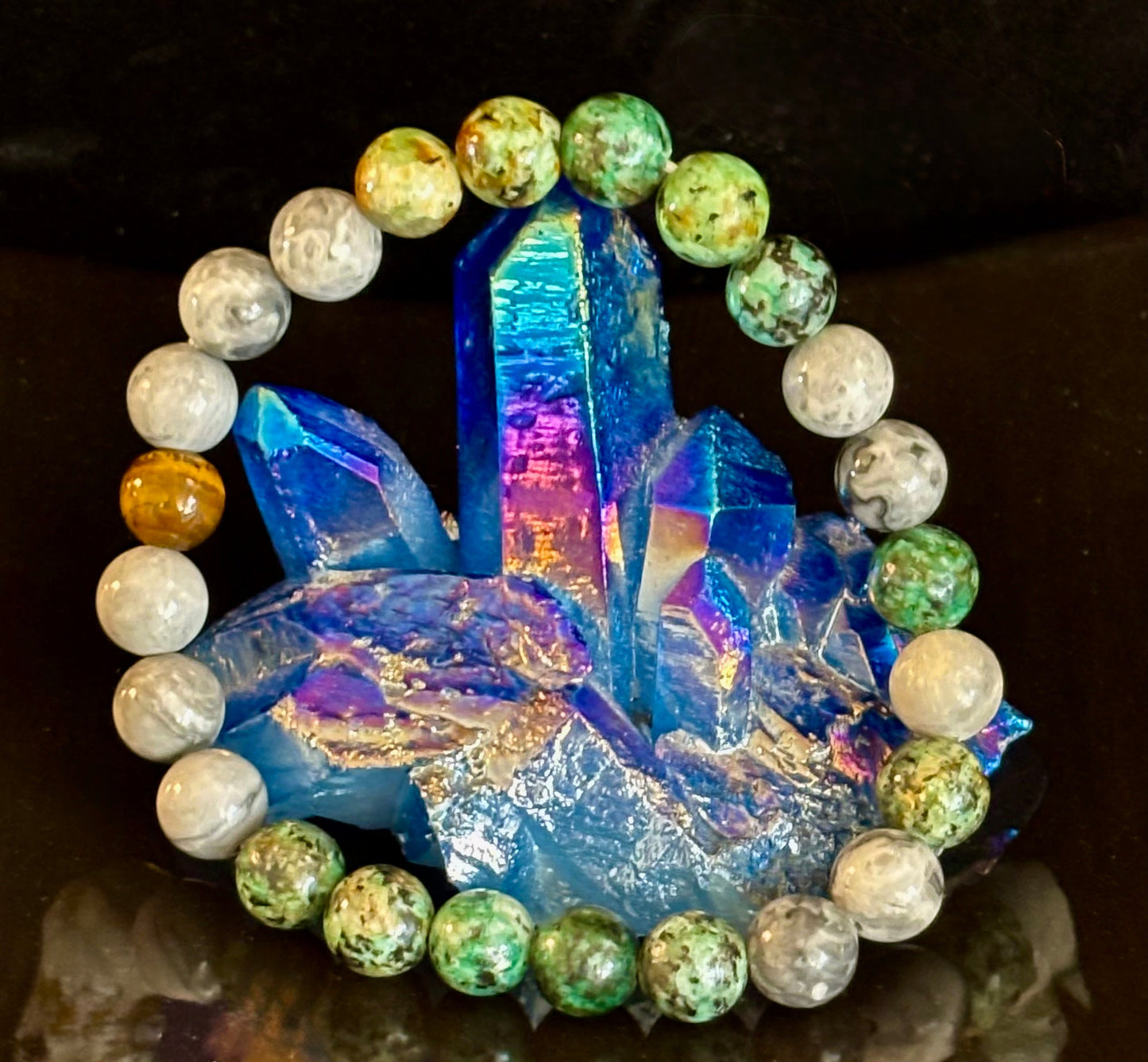 Tranquil Power Bracelet – African Turquoise, Tiger Eye & Map Stone