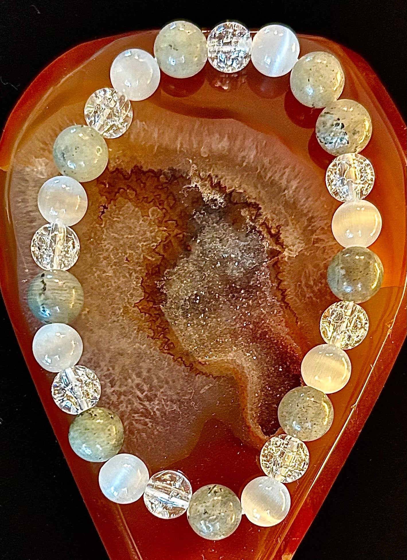 Reiki-Infused Lightworkers Healing Bracelet – Labradorite, Crackle Quartz & Selenite