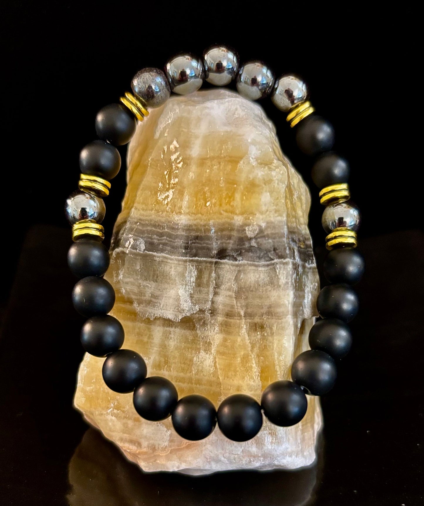 Grounding & Balance Black Obsidian and Hematite Bracelet