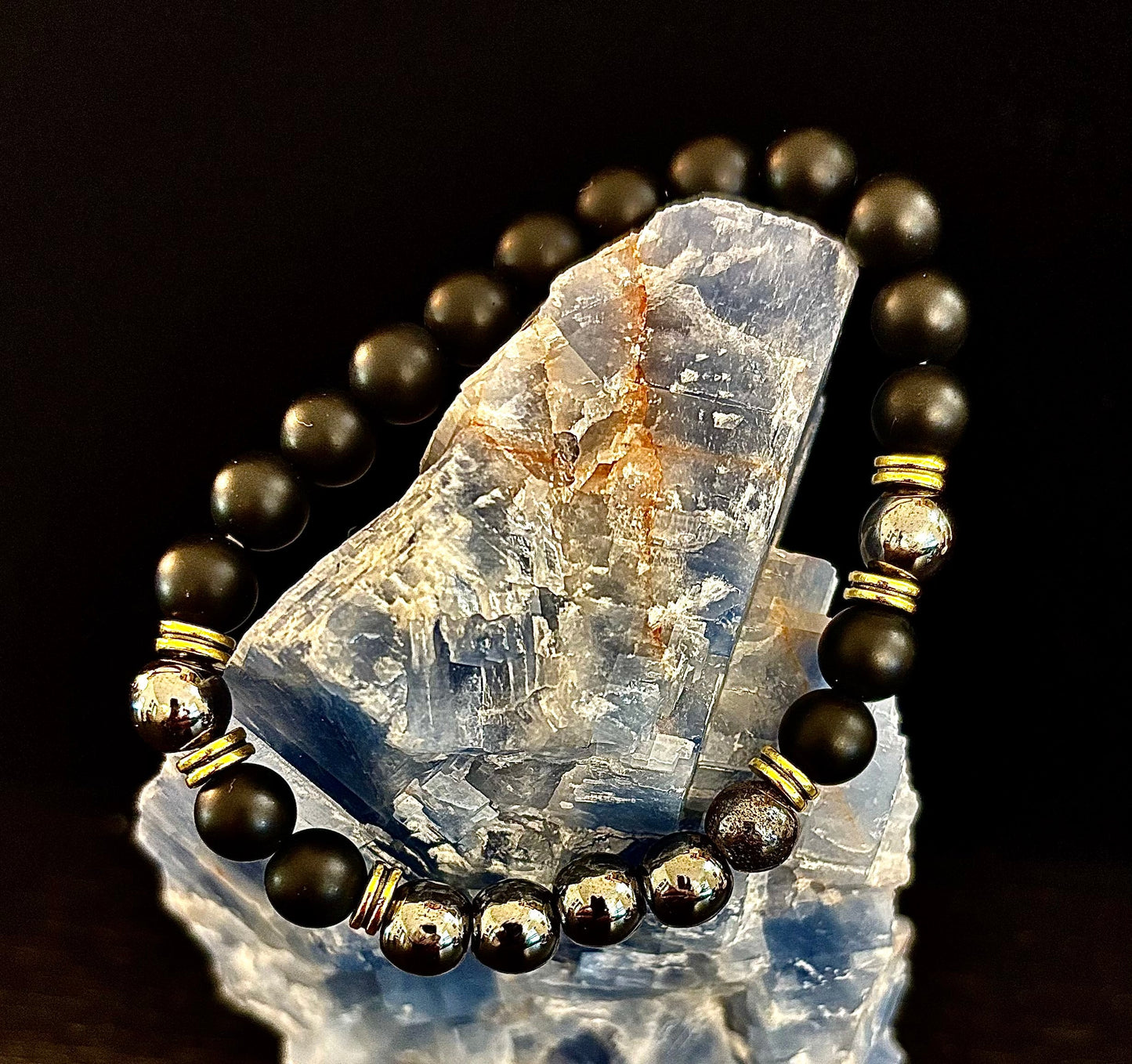 Grounding & Balance Black Obsidian and Hematite Bracelet