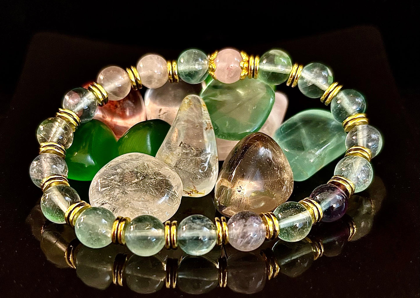 Find Your Calm with Our Inner Peace Rainbow Fluorite & Rose Quartz Bracelet