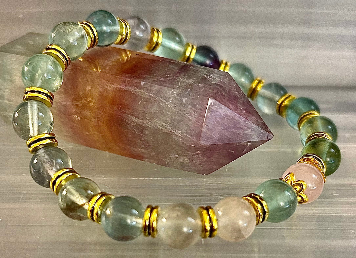 Find Your Calm with Our Inner Peace Rainbow Fluorite & Rose Quartz Bracelet