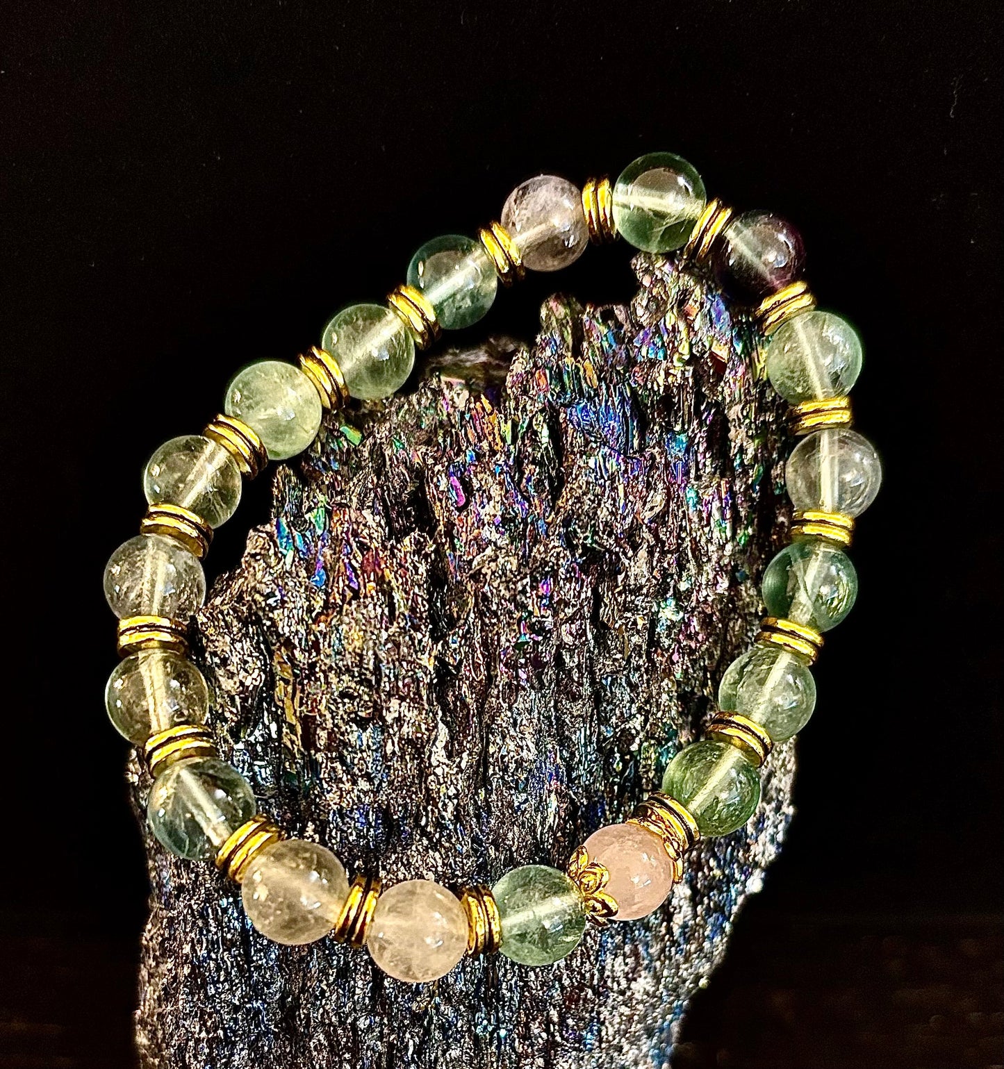 Find Your Calm with Our Inner Peace Rainbow Fluorite & Rose Quartz Bracelet