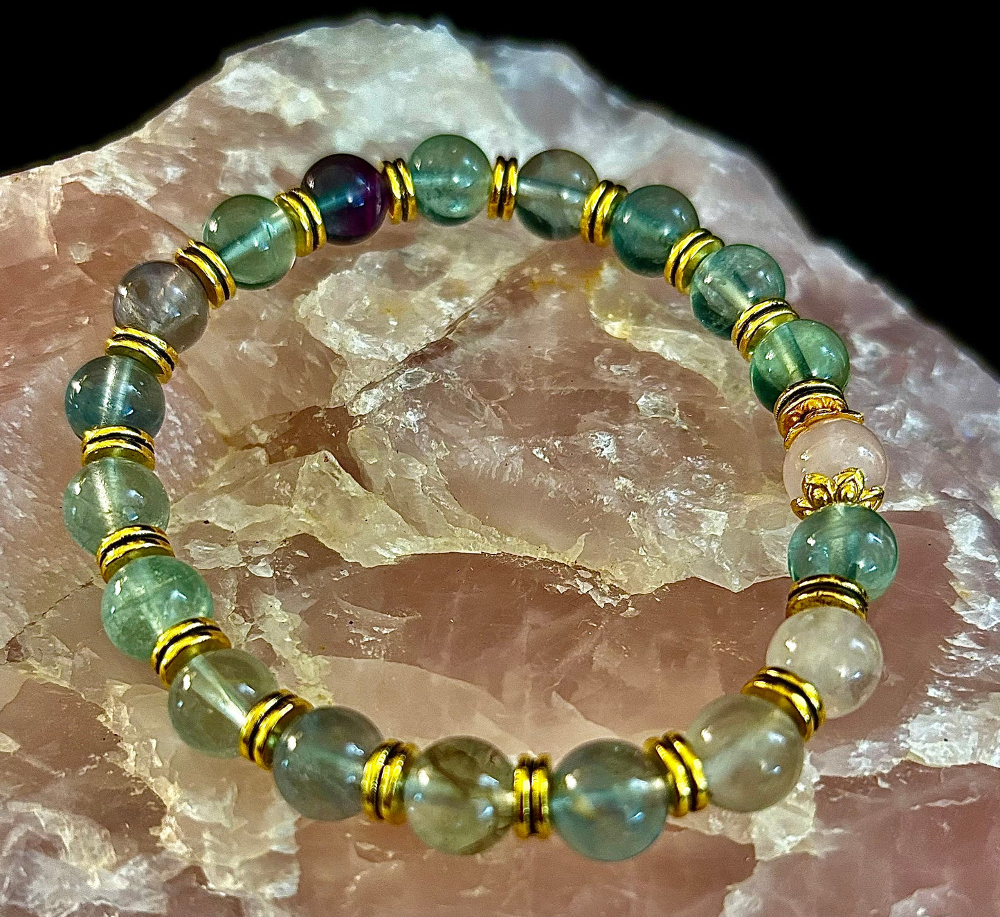 Find Your Calm with Our Inner Peace Rainbow Fluorite & Rose Quartz Bracelet