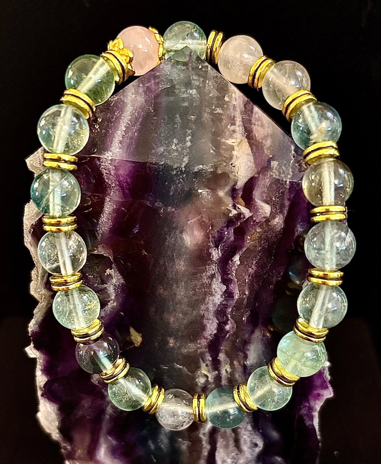 Find Your Calm with Our Inner Peace Rainbow Fluorite & Rose Quartz Bracelet