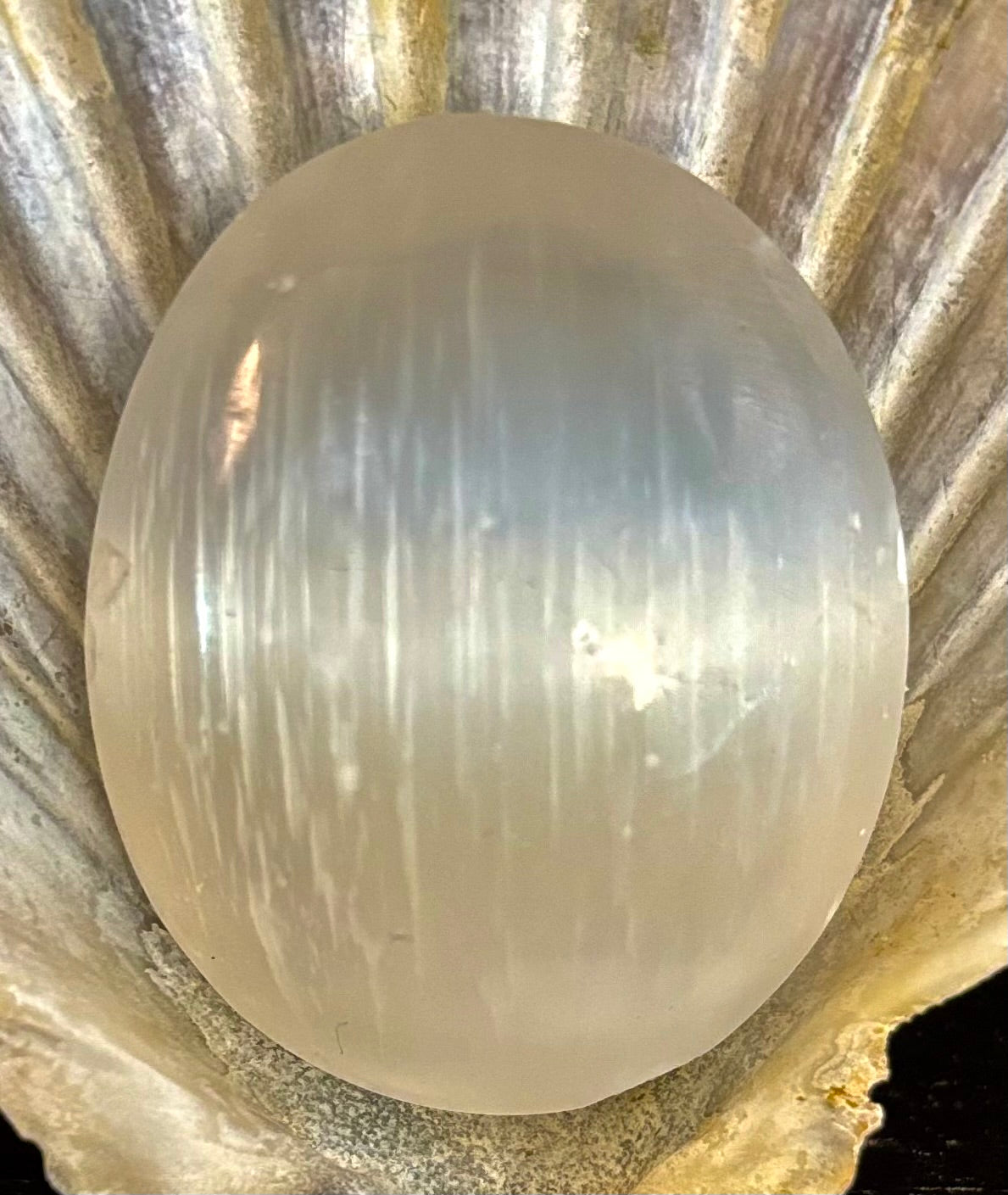 Selenite Palm Stone – 4cm (1.57") – Aura-Cleansing Crystal for Energy Healing & Clarity