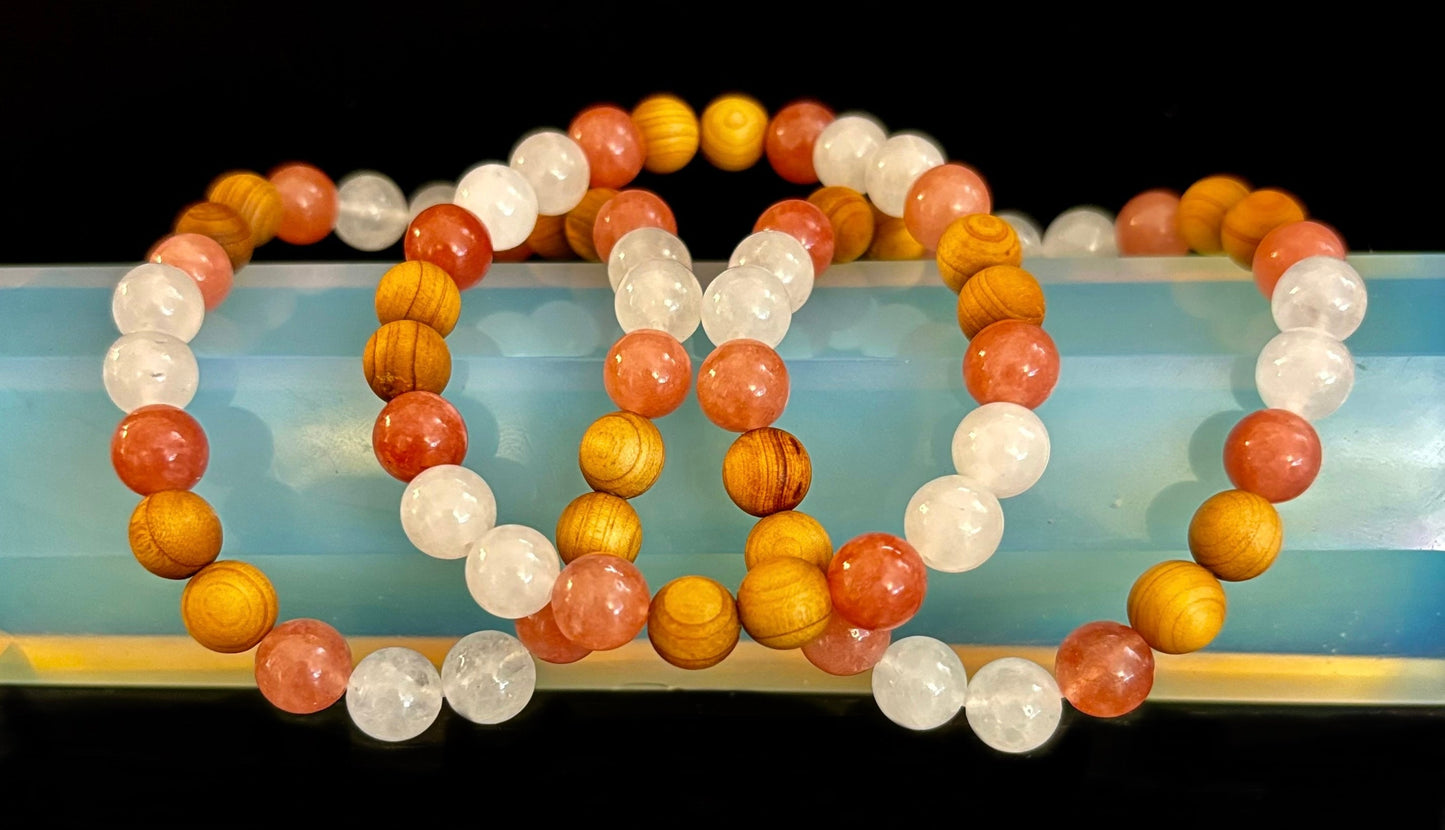 White Witch Intuition & Aura Cleansing Bracelet – Palo Santo, Selenite & Smoky Quartz
