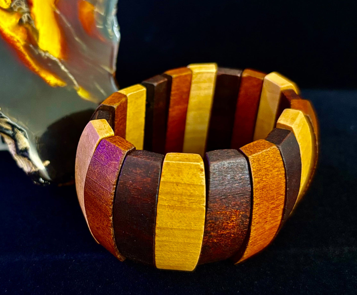 Bohemia Style Literary Retro Elastic Wood Beaded Bracelet – Gradient Brown Tones