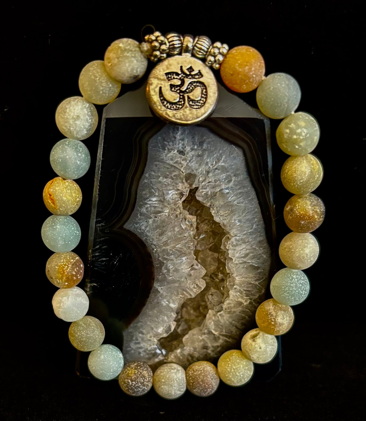 Amazonite Healing Chakra Bracelet – 3 Charm Choices: Lotus, Buddha, or Om