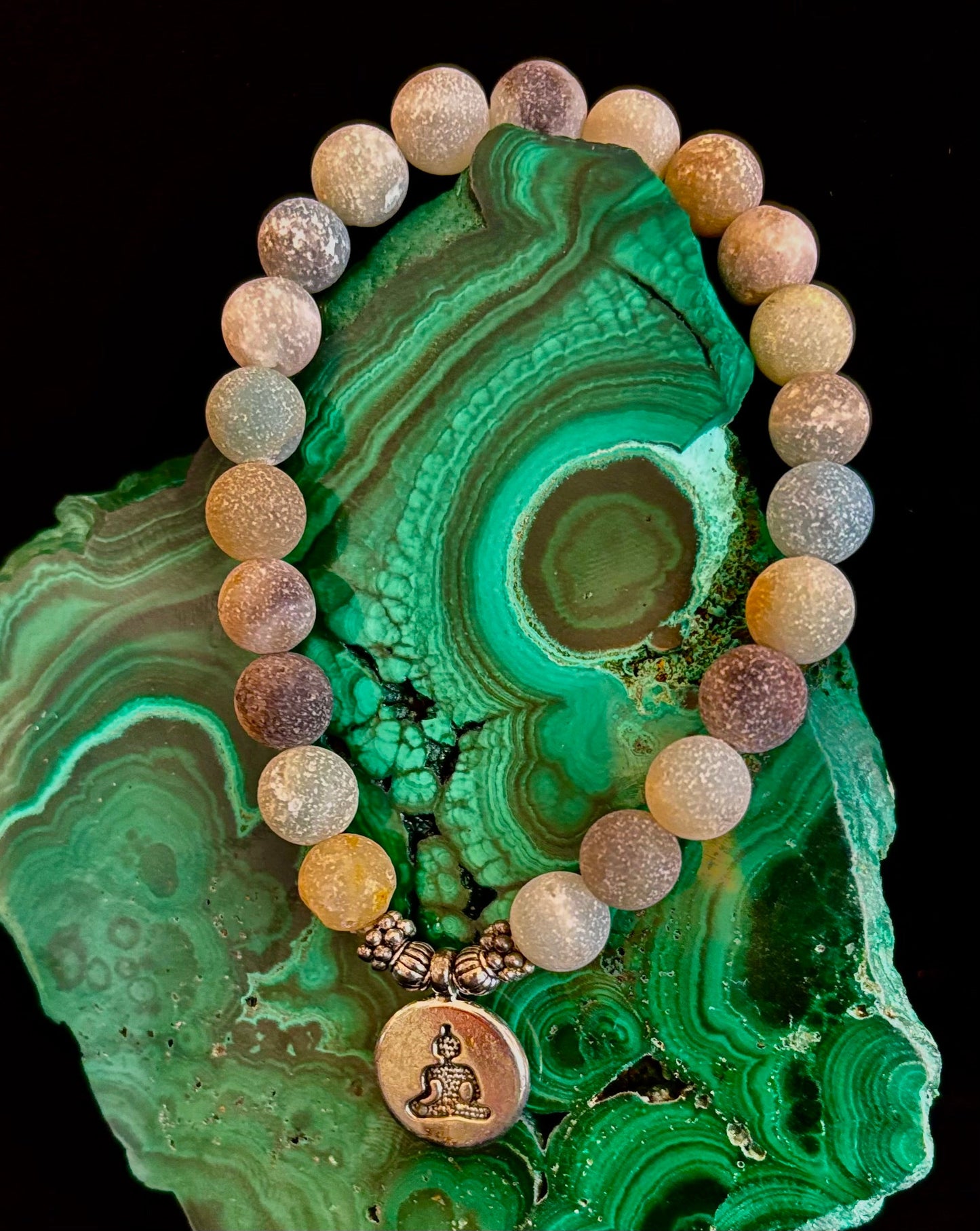 Amazonite Healing Chakra Bracelet – 3 Charm Choices: Lotus, Buddha, or Om