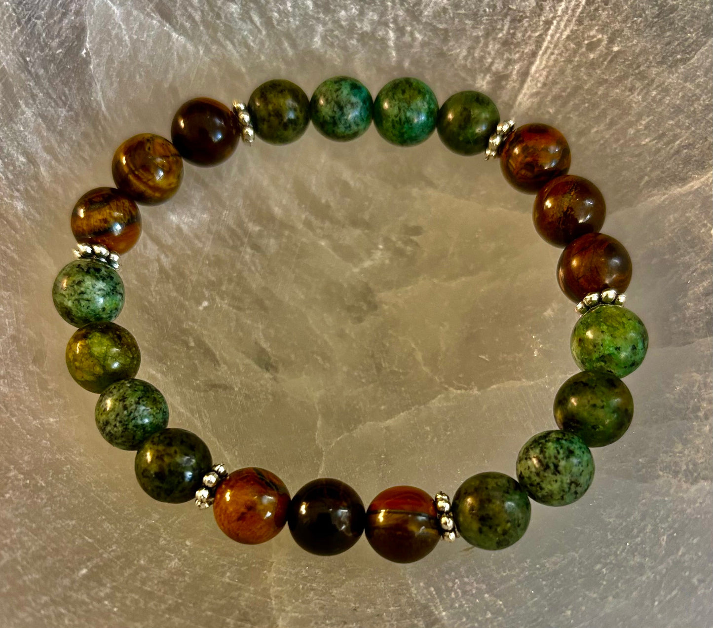 Tiger Eye & African Turquoise Beaded Bracelet – Boost Confidence & Courage