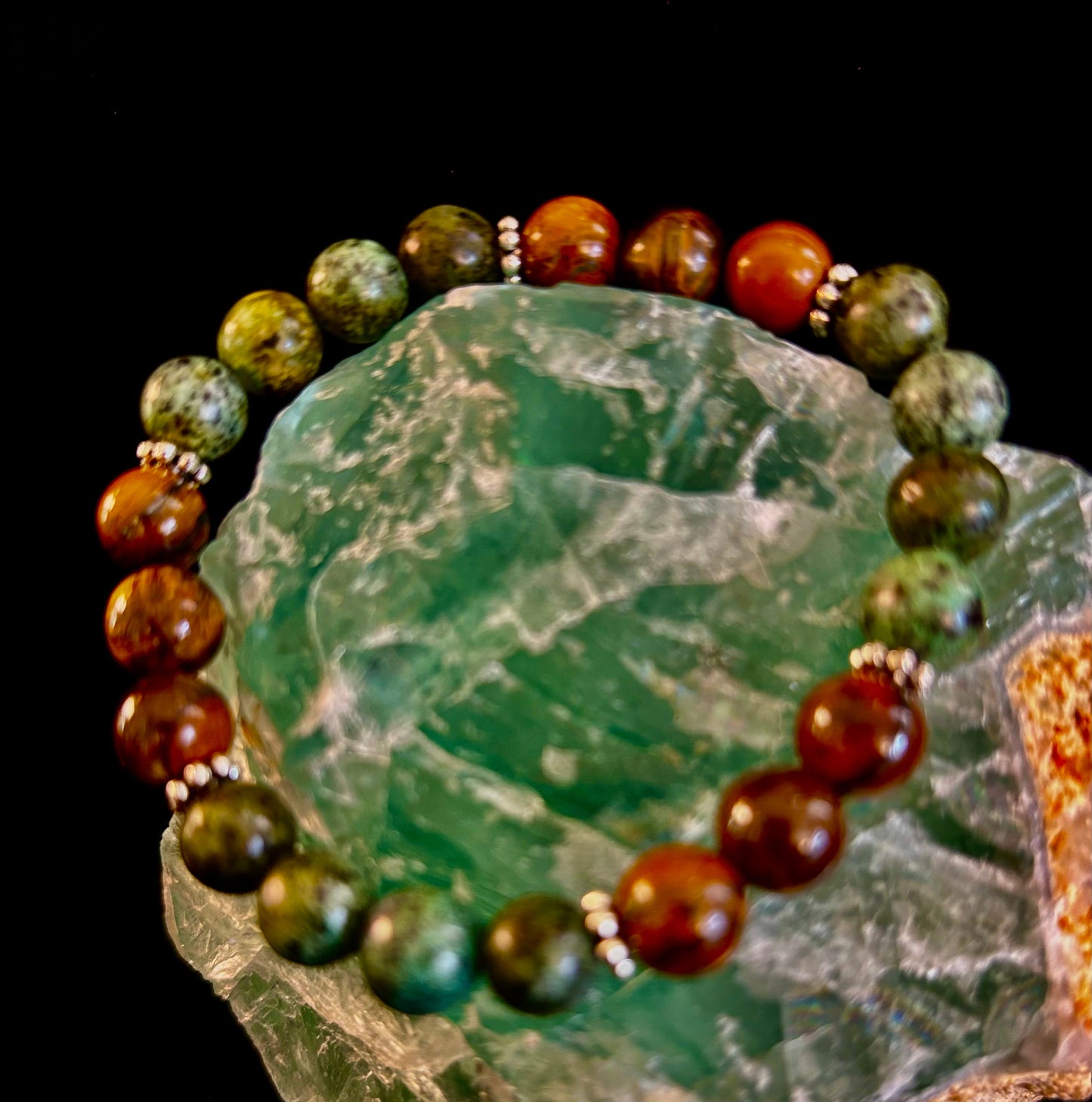 Tiger Eye & African Turquoise Beaded Bracelet – Boost Confidence & Courage